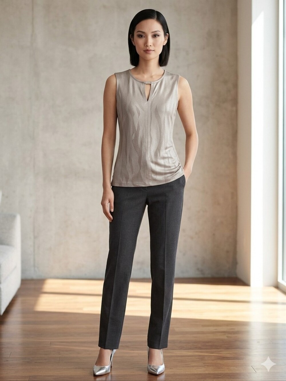 Calvin Klein Sleeveless Keyhole Top